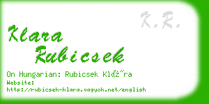 klara rubicsek business card